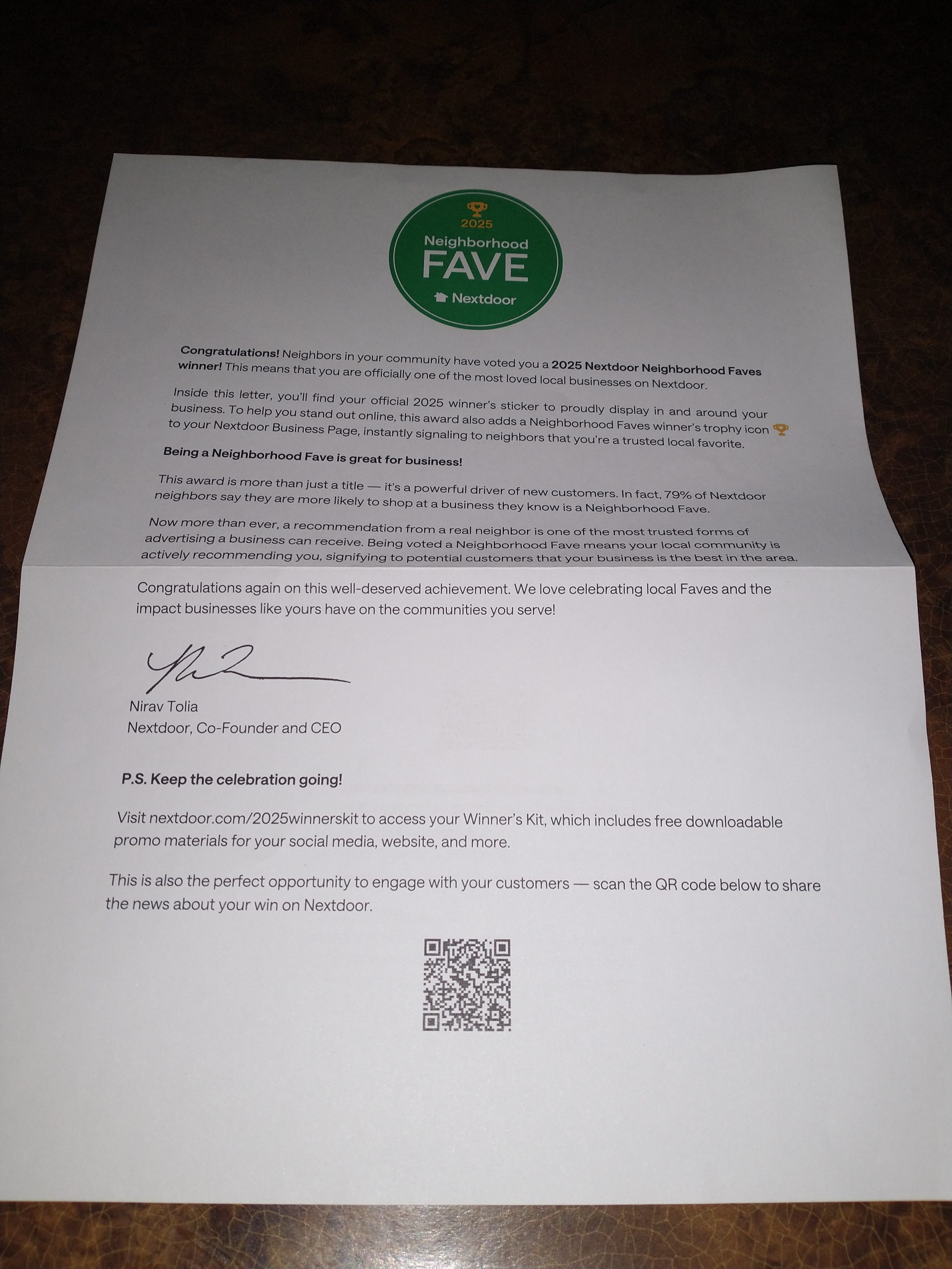 2025 nextdoor neighborhood fave letter